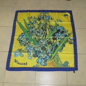 ❤️VINCENT VAN GOGH IRIS/VINCENT MUSEUM AMSTERDAM XL SCARF 100% SILK 39"X38"